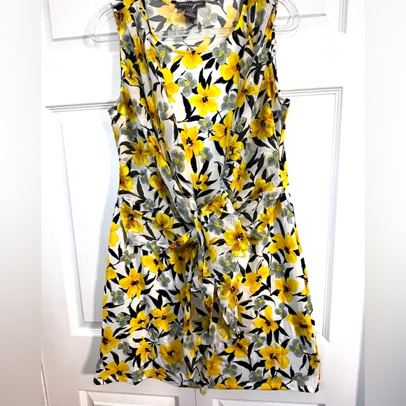 Kate & Mallory Printed Knit Chiffon Sleeveless Scoop Neck Side Overlay Dress M - Picture 4 of 10